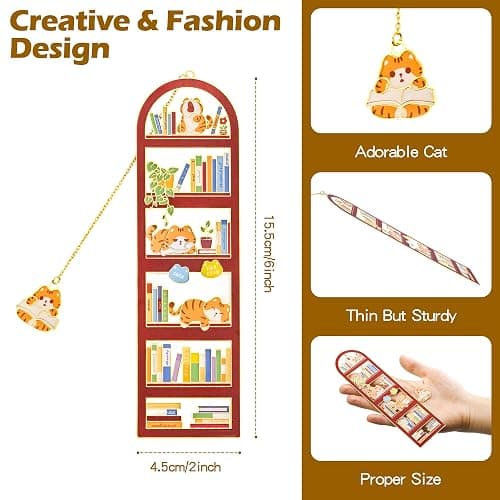 Orange Tabby Cat Metal Bookmark with Cat Charm and Gift Box, Valentine's Day Gifts, End of Year Gift, Gifts for Mom, Teacher, Retirement, Women, Lover, Book Lover, Cat Lover thumbnail 3