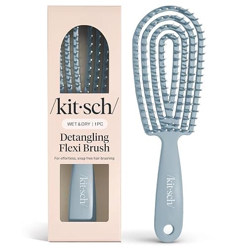 Kitsch Detangler Brush – Flexible Curly Hair Brush for Women, Men & Kids | Detangling Hairbrush with Bendable Frame and Ultra-Smooth Bristles for Wet or Dry Strands - Haze Blue - Image 1