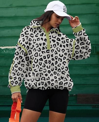 LAMISSCHE Half Zip Sweatshirt Women Oversized Sherpa Jacket V Neck Fleece Pullover Hoodie with Pockets thumbnail 2