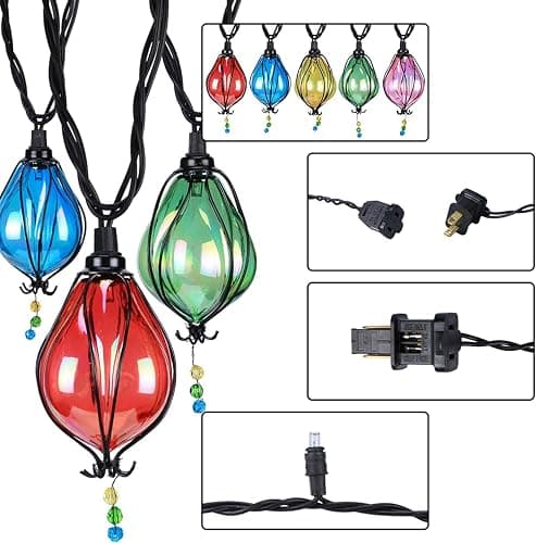 Vigdur Multicolor Outdoor String Lights with 10 Bulbs Connectable Waterproof, Indoor Outdoor Patio Light for Party Wedding Bedroom Cottagecore Decor thumbnail 7