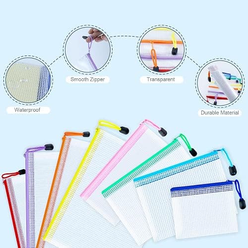 VVCOIIROEI 32pcs Mesh Zipper Pouch Bags, 8 Sizes, 8 Colors Zipper Pouches for Organizing, Board Game Storage, Travel, School Office thumbnail 4