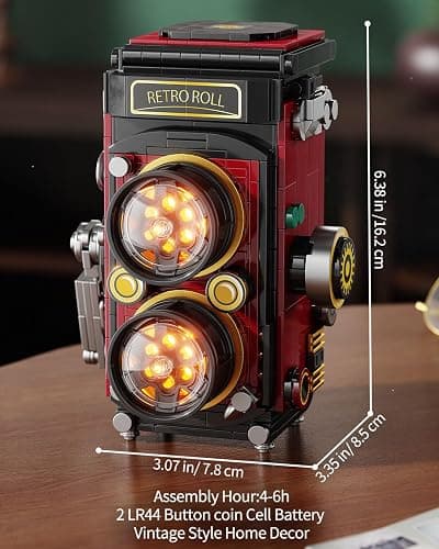 TYCOLE Retro Camera Building Blocks Sets with Lights, DIY Camera Building Toys with Twin-Lens Reflex Design, Unique Collectible for Home Decor, Christmas Birthday Gift for Adults Boys age 8-12(719Pcs) thumbnail 2