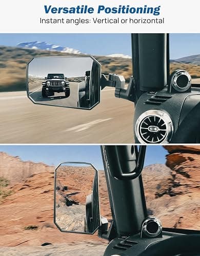 JOYTUTUS Wrangler Mirrors Doors Off Compatible with Wrangler TJ JK & Unlimited, Wrangler JK Side Mirrors for Wrangler 1997-2018, Wider View No Vibrate & Wobble (Patented), Does Not Fit on Doors thumbnail 5