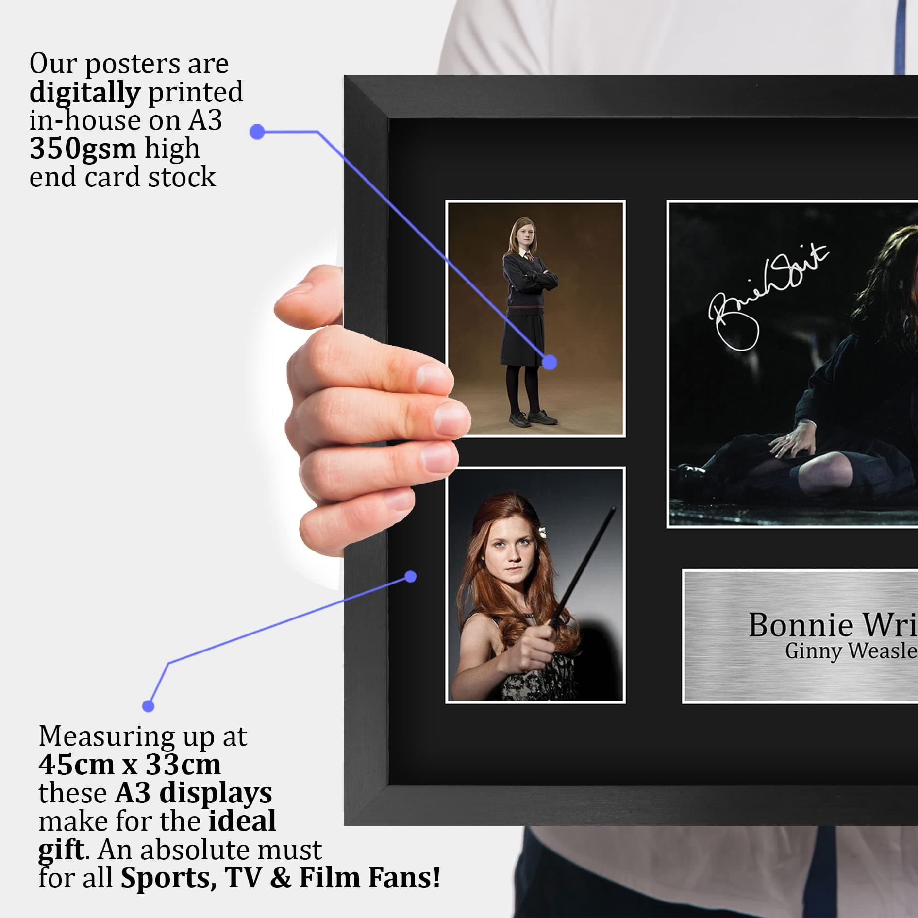 HWC Trading FR A3 Bonnie Wright Harry Potter Ginny Weasley Gifts Printed Signed Autograph Picture Display for Movie Memorabilia Fans - A3 Framed thumbnail 3