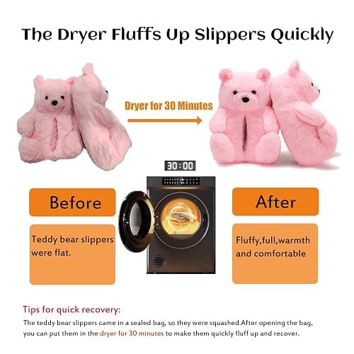 DOVORSY Women's Funny Teddy Bear Slippers,Winter Fuzzy Cute Indoor House Slippers with Cushion,Fluffy Cartoon Bedroom Shoes,Cozy Warm Birthday Valentine's Gifts for Women,Men,Ladies,Girls (Size 7-11) thumbnail 3