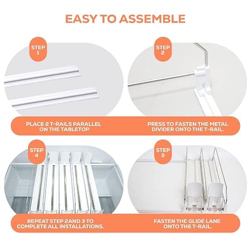Upgraded Premium Drink Organizer for Fridge. Ultra Space Saving Drink Dispenser for Refrigerator with Larger Stopper Height and Automatic Pusher with Locking Feature. Holds 25 Cans (5 Rows, White) thumbnail 6