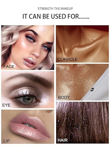 Glitter Powder Highlighter Makeup, Body Brightens the Natural Three-dimensional Face Blusher Patting Powder Highlighter. (01# White moonbeam) thumbnail 3