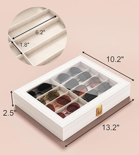 NEWLOOP 10/30 Slots Sunglass Organizer for Multiple Pairs of Eyeglass See-through Display Case Storage Box for Women Men thumbnail 7