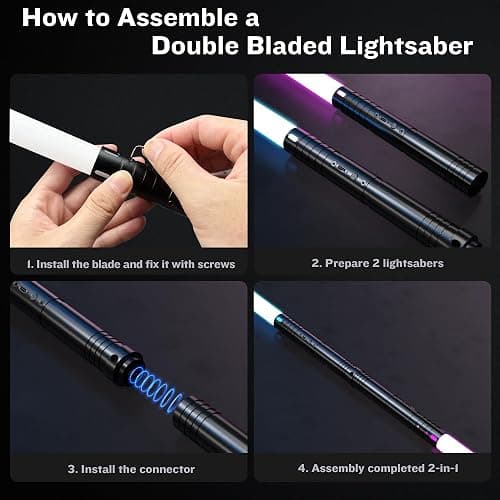 LCMAOKE 2 Pack Light Saber, 15 Colors and 4 Modes Light up Light Saber for Dueling, 2-in-1 RGB Detachable USB Charge, Gifts Toys for Adults Birthday Christmas Thanksgiving thumbnail 6