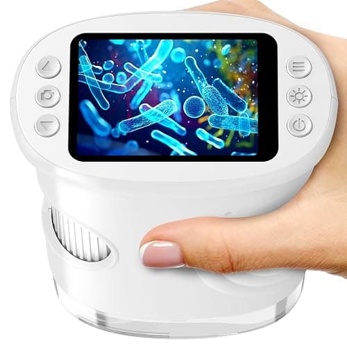 1000X Handheld Digital Microscope for Kids with 2.0" IPS Screen, Easter Gifts Portable STEM Science Lab Toy, Rechargeable Pocket Microscope Educational Gift for Boys & Girls Age 4-6 8-12, White - Image 1