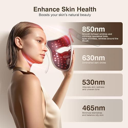 Red Light Therapy for Face, 9 Modes Wireless Face Mask Light Therapy, 850nm Infrared & Red Light Masks, 2500mAh Rechargeable, 3D Facial Fit, Light Therapy Skin Care At Home (480 Beads) thumbnail 2