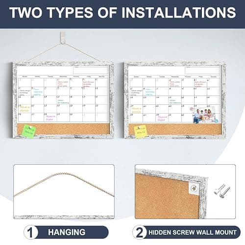 Dry Erase Calendar for Wall, 17x13 Inches Whiteboard Calendar Cork Board Combo, Magnetic Small White Board with Wood Framed, Hanging Dry Erase Board for Office Kitchen Home Planner Memo thumbnail 4