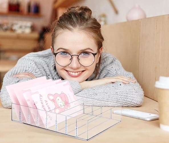 XUWAIDSGN Large Acrylic Cash Organizer 8 Section Clear Money Budget Tray Organizer Plastic Divider Bill Storage Holder for Cash Envelope (Clear) thumbnail 7
