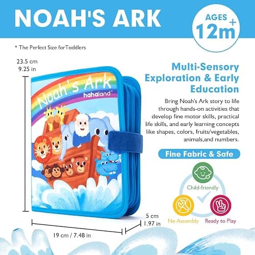 hahaland Noah's Ark Toy Busy Book for Toddlers 1-3 - Baptism Gifts for Boys Girls - Montessori Toys for 1 Year Old, Sensory Early Learning Educational One Year Old Boy Birthday Christmas Toddler Gifts thumbnail 2