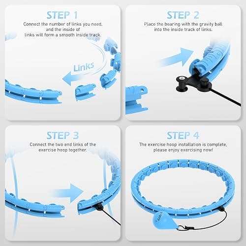 JLoibao Weighted Hula Circle with 26 Links(56 Inch) for Adults Weight Loss, Infinity Fitness Hoop Plus Size, for Women Smart Exercise Equipment - 26Links-Blue thumbnail 7