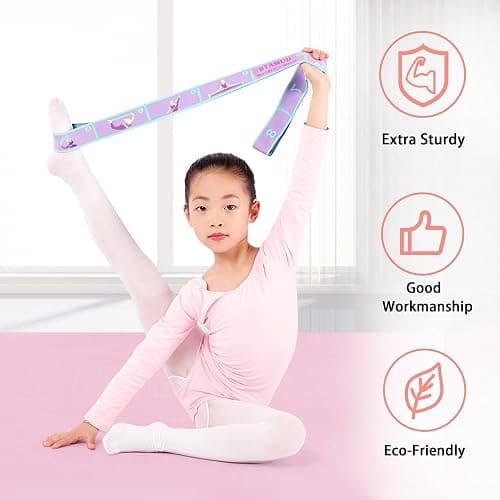 BTAMUD 2 PCS Stretch Strap for Kids Dance Elastic Band for Children Gymnastics Stretching Strap Kids Stretching Bands Multi-Loop Adjustable Exercise Bands Stretching Resistance Ballet Bands -8 Loops thumbnail 5