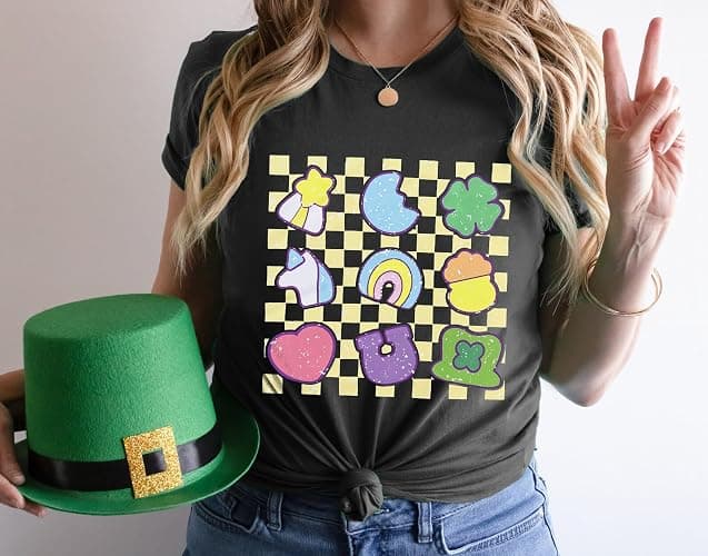 St Patricks Day Teacher Shirt for Women Teaching Lucky Charms T-Shirt Casual Lucky Irish Shamrock Tee Tops thumbnail 2