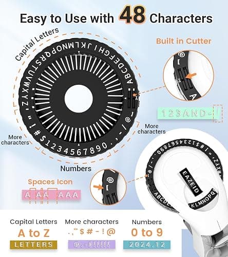 Embossing Label Maker Machine with Tapes, Vintage Embossed Label Maker Manual, Retro 3D Black Emboss Labeler with 10 Rolls 9mm Macaroon Embossing Label Tapes for Home Scrapbooking Supplies, DIY Craft thumbnail 4