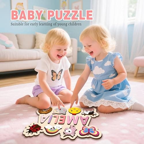 Name Puzzle for Kids Personalized, Custom Wooden Name Animal Puzzle, Montessori Learning Toys for Toddler 1-3, First Birthday Gifts for Girls&Boys thumbnail 2