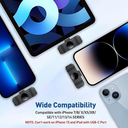 VEZQUA Lapel Microphone for iPhone 14/13/12,Clip on Microphone with Noise Reduction for Recording,Interviews,Live Streaming,Podcast,Content Creator,Vlog,TikTok,YouTube 2 Pack (Lightning) thumbnail 3