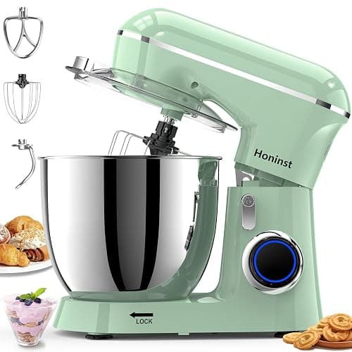 Honinst Stand Mixer, 6.5QT 10-Speed Tilt-Head Electric Stand Mixer, 3-In-1 Kitchen Mixer with Bowl, Dough Hook, Whisk and Beater, Food Mixer for Baking, Cake and Most Home Cooks, Light Green - Image 1