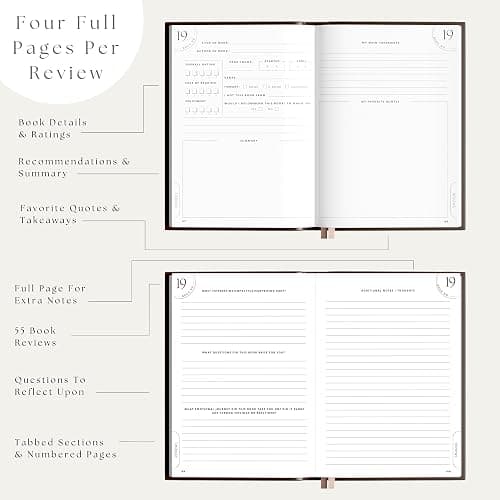 Reading Journal For Book Lovers - Journals to Review 55 Books - Ultimate Reader Kit with Tracker, Log, Challenge & Prompt Guides - Reading Accessories For Book Lovers Or Book Club Tracking - Brown thumbnail 3