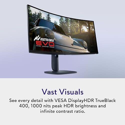 Alienware 34 240Hz QD-OLED Curved Gaming Monitor - AW3425DW - 34.2-inch WQHD (3440 x 1440) 0.03ms Display, 1800R Curve, AMD FreeSync Premium Pro, VESA AdaptiveSync, DisplayHDR TrueBlack 400 thumbnail 5
