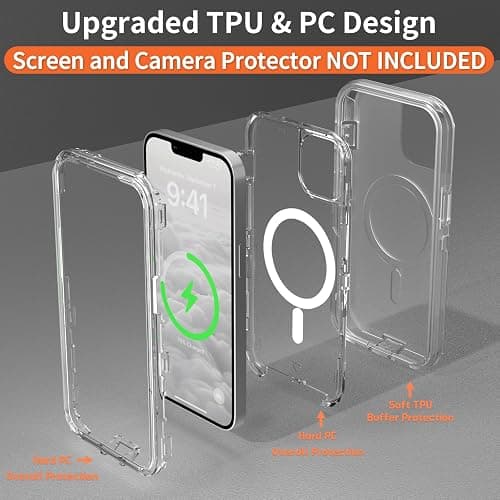 Follaroma for iPhone 13 Case, Compatible with MagSafe, Durable Dual Layer Transparent Magnetic Phone Cases, Heavy Duty Shockproof and Anti-Drop Protective Cover for iPhone 13, 6.1'', Clear thumbnail 6