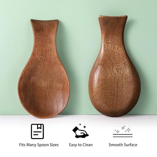 Patelai Acacia Wood Spoon Rest for Stove Top Bamboo Holder for Spatula Rest for Kitchen, Counter Spoon Holder for Countertop, Modern and Rustic for Farmhouse as Dining Table Decoration(Brown) thumbnail 4