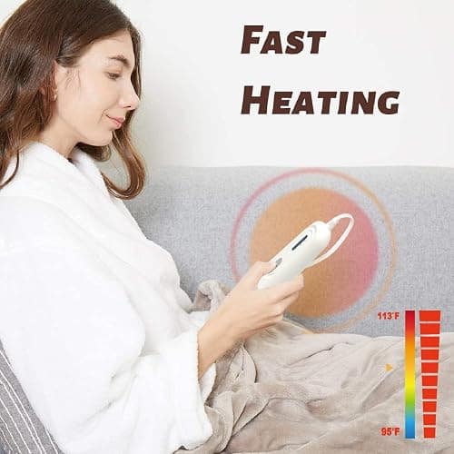 Tefici Electric Heated Blanket Throw, Super Cozy Soft 2-Layer Flannel 50" x 60" Heated Throw with 3 Heating Levels & 4 Hours Auto Off, Machine Washable, ETL&FCC Certified, Home Office Use,Camel thumbnail 6