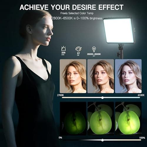 2-Pack LED Video Light Kit, NiceVeedi Studio Light, 2800-6500K Dimmable Photography Lighting Kit with Tripod Stand&Phone Holder, 73" Stream Light for Video Recording, Game Streaming, YouTube thumbnail 3