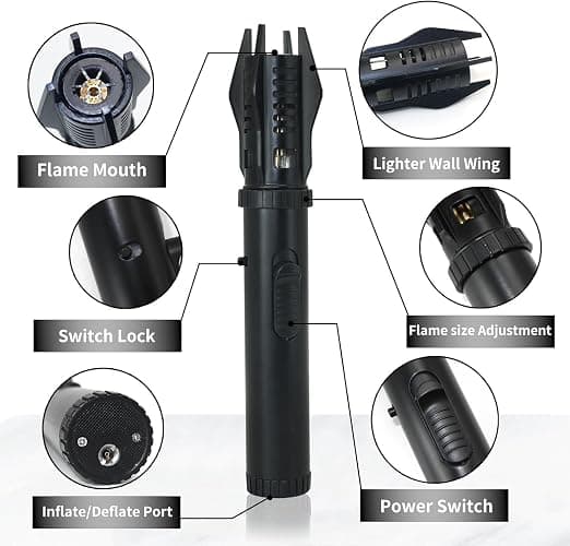 Torch Lighter, Bright Fire Lighter with Safety Lock and Adjustable Red/Blue Flame, Refillable Butane Gas Windproof Jet Flame Cool Lighters, for Candles Campfires BBQ Baking, Camping, Gift thumbnail 6