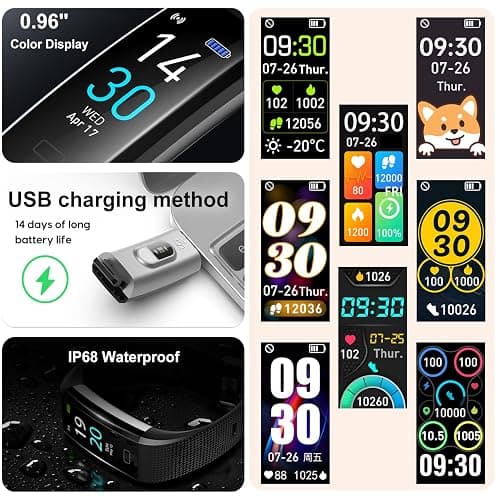 Fitness Tracker with Step/Distance/Calories Counter, Activity Tracker with Heart Rate Monitor, Slim Style Watch IP68 Waterproof, Sleep Monitor Tracker, Pedometer Watch for Women Men thumbnail 6