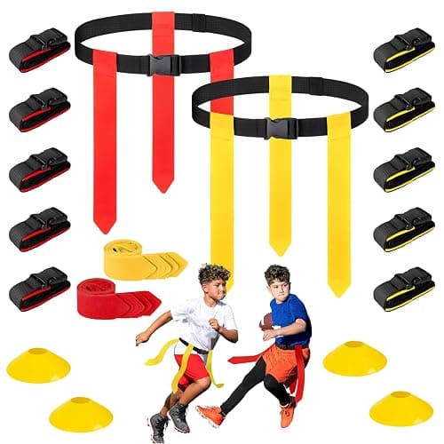 Flag Football Belts, 6/8/10/12/14 Player Flag Football Set for Kids, Youth & Adult, Adjustable Flag Football for Waist 22-43" - Image 1