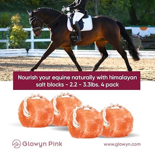 Glowyn Pink Himalayan Mineral Salt Block on Rope Pack of 4 (3lbs each) – 100% Organic Pink Salt Lick for Horses and Livestock. Deer Attractant with No Harmful Elements. thumbnail 5