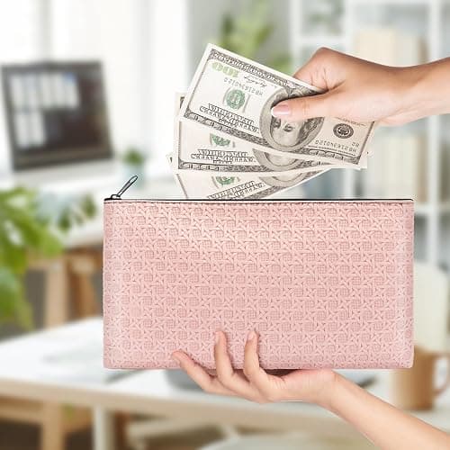 Wteehn 2pack Money Bag, Cash Zipper Pouch, Bank Bags, Cash Wallet, Cosmetic Receipts Coins Small Tools Organizing Storage Bag thumbnail 5