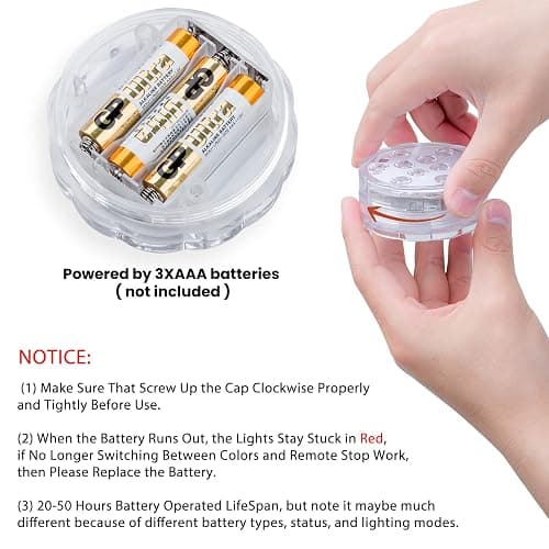 Seagenck Bathroom Lights Wireless Battery Operated, Waterproof Led Glow Light for Bath Shower Spa Vanity Lights, for Over Mirror Wall Ceiling Lights, RGB Multi Color Remote Controlled, 2pcs thumbnail 4