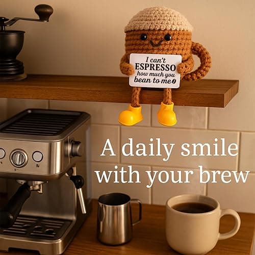 TWPER Christmas Stocking Stuffers Birthday Gifts for Women Men Positive Crochet Coffee Cup Desk Decor–Cute Coffee Lover Gift for Best Friend Girlfriend Couple Wife Husband Anniversary Thank You thumbnail 4