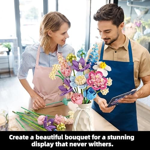 SUNHABI Flower Building Set for Adults Flower Bouquet Botanical Collection Unique Home Décor or Office Décor Great Gift for Her and Him (VASE NOT Included) thumbnail 4