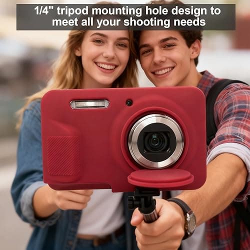 Frevyve Case for Kodak PIXPRO FZ55 Camera, Kodak FZ55 Accessories - Red | Kodak FZ55 Cover, Soft Silicone Protective Case, Anti-Scratch Shell with Removable Lens Cover, 2 Screen Protectors thumbnail 2