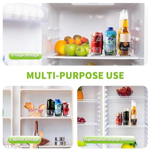 Accwork Automatic Can Dispenser for Fridge, Self-Pushing Fridge Drinks Organizer, Soda Beer Can Organizer Holds up to 12 Cans, 3 Rows, 31x25cm thumbnail 5