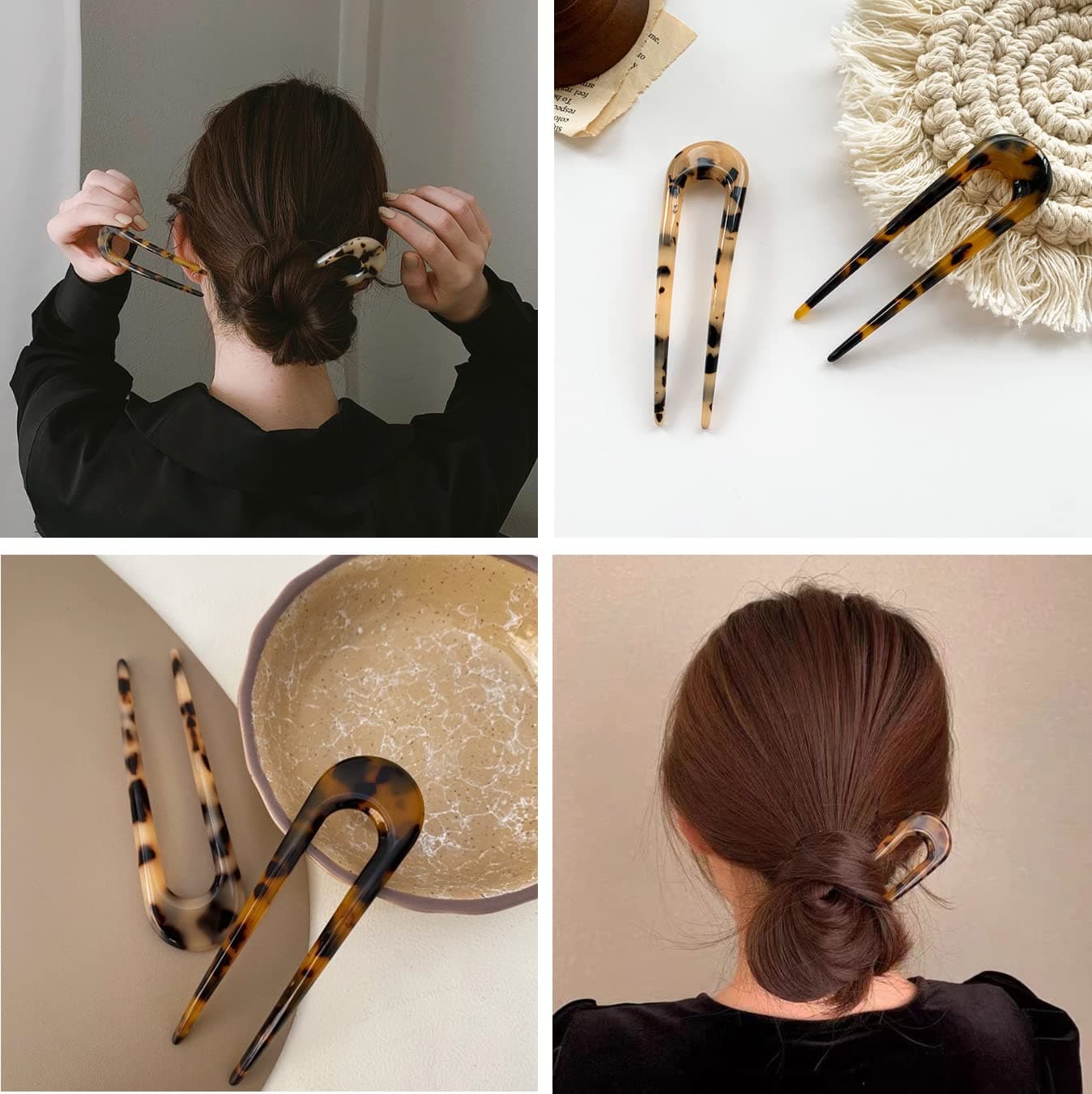 8pcs U Shape Hairpins, BetterJonny French Hair Forks Tortoise Shell U Shape Hair Pins Metal Updo Chignon Pins Acetate Hair Sticks for Women Girls Hair Styling Accessories thumbnail 3