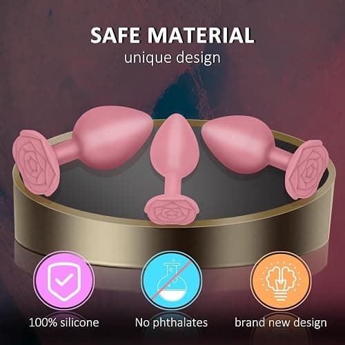 Anal Plug Sex Toy, 3Pcs Silicone Anal Plugs Training Set,Training Set with Prostate Sex Toys for Beginners Advanced Users（Pale Pink） thumbnail 4