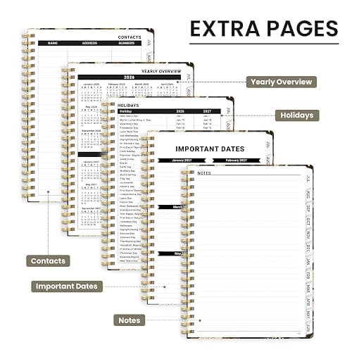 Planner 2026–2027, Academic Planner Weekly and Monthly Calendar Jul 2026 – Jun 2027 Hardcover Planner with Tabs and Pocket, Spiral Bound Agenda Book for Student & Teacher, 6.3" x 8.5", Wild Rose thumbnail 5