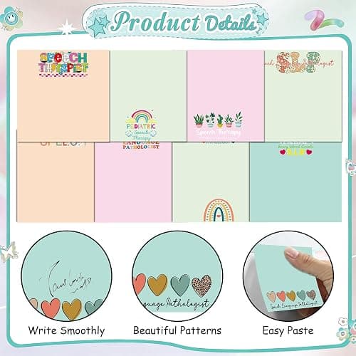 INCOK SLP Gifts Sticky Notes - 9 Pcs SLP Must Haves, Motivational Memo Note Pads for Noting Office School Supplies Thank You Speech Language Pathologist Gift for Coworkers Assistant Therapist Teacher thumbnail 5
