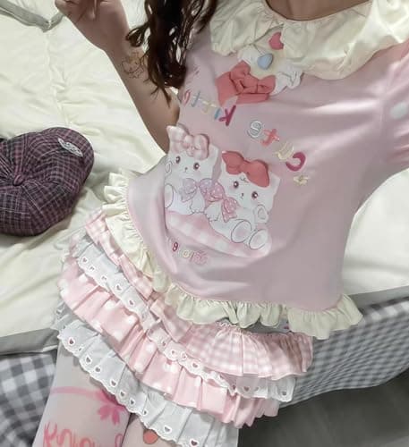 GOTHPICKUS Womens Lolita Ruffled Bow Lace Skirt Kawaii Cute Pleated Cake Skirts A-Line Tiered Harajuku Zip Up Mini Dress thumbnail 4