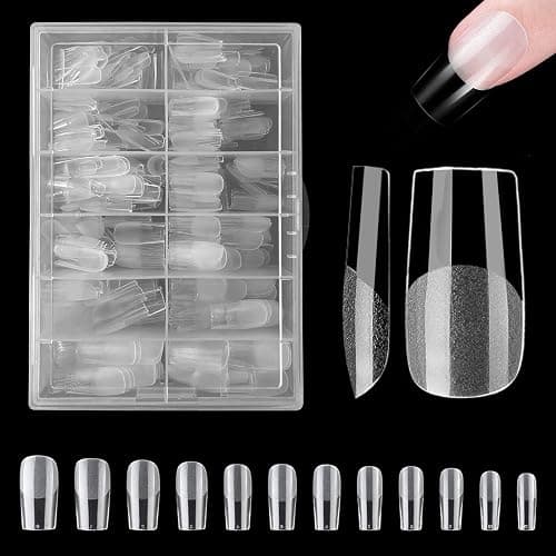 ZAHRVIA 420PCS Short Square Full Cover Nail Tips - Soak Off Easy Nail Extensions, Acrylic False Glue Press on for Art DIY Home (Medium Square) - Image 1