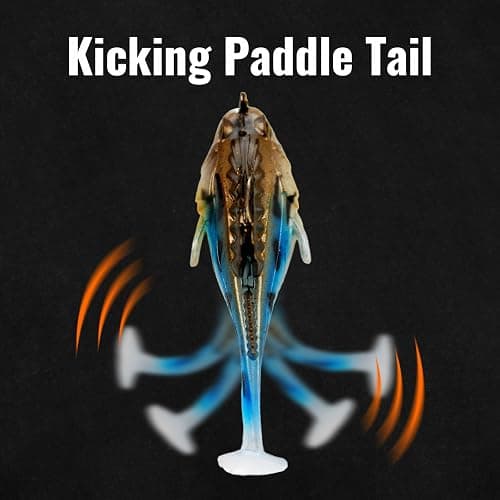 CASTSTRIKE Soft Fishing Lures 5pcs Kit with Tackle Box Weedless Paddle Tail Swimbaits for Bass Trout Crappie Walleye Freshwater Saltwater Life Like Action Durable Plastic Sharp Hooks thumbnail 3