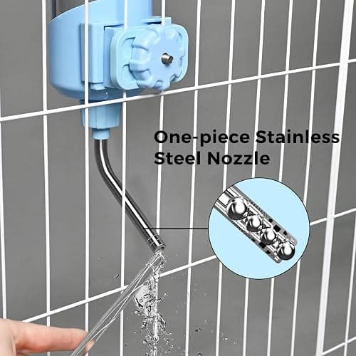 Vannon Top Fill Small Animal Water Dispenser for Cage, 23oz Auto Feeding Crate Water Bottle for Rabbit, Chinchilla, Ferret, Guinea Pig, Squirrel, Hedgehog, Pet Nozzle Diameter: 10mm, BPA Free, Blue thumbnail 8