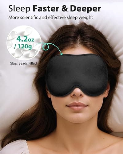 MABAO Weighted Sleep Mask - 100% Blackout Eye Mask for Sleeping for Women Men, 3D Contoured for Lash Extension, Zero Eye Pressure Memory Foam Cover, Soft Gentle Pressure Blindfold for Travel - Black thumbnail 2